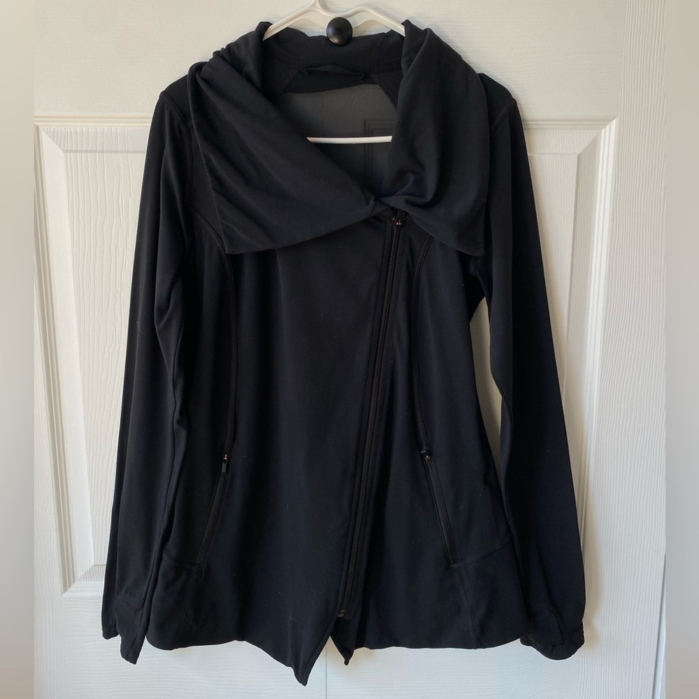 Athleta Black‎ Blissout Jacket Womens Size M/L Asymmetrical Zip
